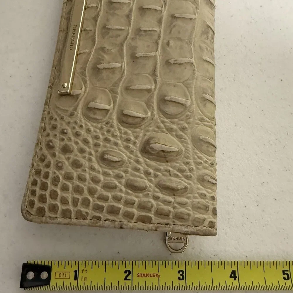 Brahmin Ady MELBOURNE Slim Leather Wallet Metallic Ivory/ Silver Sheen Old Money